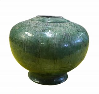 Antique Vintage Green Glaze Chinese Ginger Jar Vase