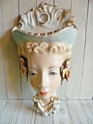 Vintage Cordey Porcelain Wall Pocket Woman Head Vase China Decoration