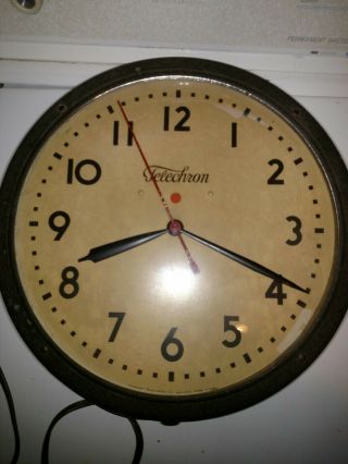 Vintage Telechron Electric Wall Clock School Commercial Shop Industrial N/r