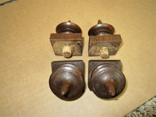 2 Pair Tiger Oak Clock Finials On Bases 4 Victorian Furniture Cabinet Parts 4