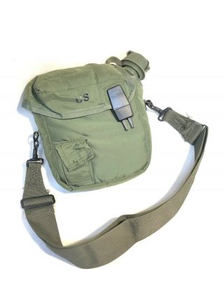 Od Green 2qt 2 Quart Canteen Carrier Us Military Alice Clips Cover Pouch Strap