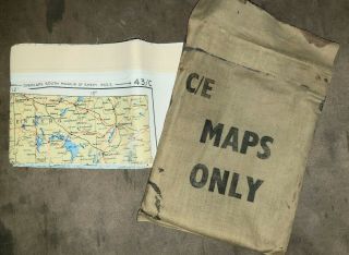 Rare Ww2 Wwii 1943 C/e Escape Silk Map & Map Pouch Holland Belguim France German