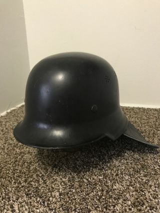 Ww2 German M34 Luftshutz Fireman Helmet With Leather Shield Named Rare