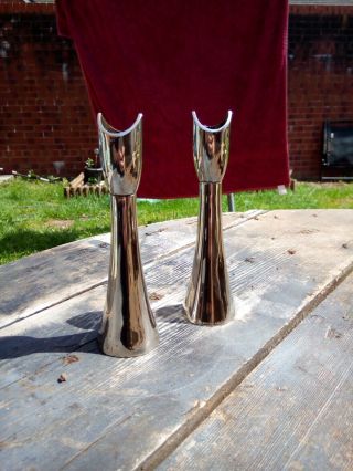 A mid century modernist silver plated candlestick by Grenadier. 2