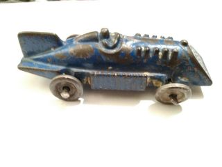 Vintage Hubley Cast Iron Race Car 5” Long With Driver Antique Race Car Toy 1930s