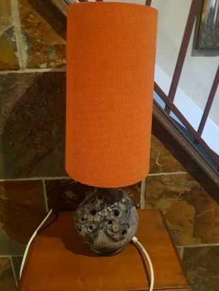 Vintage West German Fat Lava Lamp Originsl Orange Shade Retro