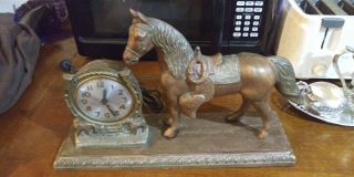 Vintage 30s 40s 50s Sessions Model W Horse Mantle Clock