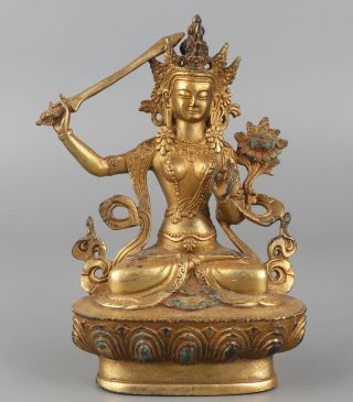Chinese Exquisite Handmade Copper Tibetan Guanyin Statue