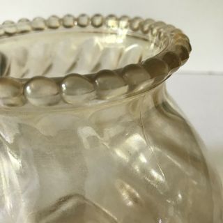 Vintage Oil Lamp Shade Etched Glass Swirl Hobnail Rim Amber Lustre H16xW21cm 5