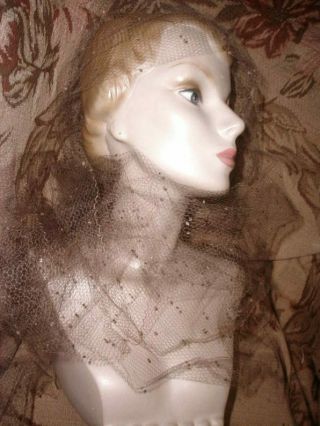 3 Yds Vintage 1940s FRENCH Silk Puffs Millinery Veiling Toast Beige Hat Net 3