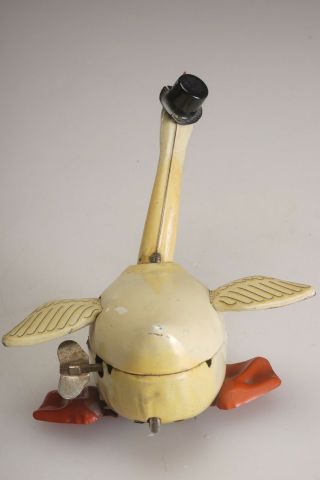 Vintage Kosuge MARX Japanese Tin Litho Wind - Up Toy Swan Goose Duck Bird w/Tophat 2