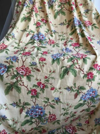 DIVINE ANTIQUE FRENCH c1930 ' s PRINTED COTTON FLOWERS ROSES FABRIC PANEL CURTAIN 2