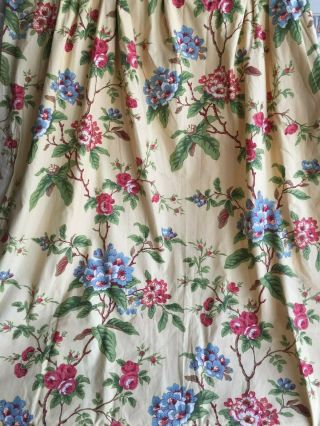 DIVINE ANTIQUE FRENCH c1930 ' s PRINTED COTTON FLOWERS ROSES FABRIC PANEL CURTAIN 4