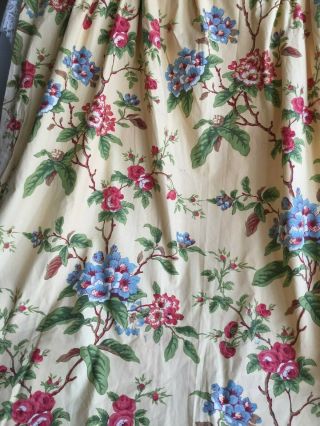 DIVINE ANTIQUE FRENCH c1930 ' s PRINTED COTTON FLOWERS ROSES FABRIC PANEL CURTAIN 5