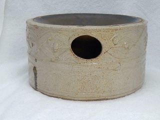 Antique 19th Century Decorated Salt Glaze Stoneware Crock Spittoon Large Rare