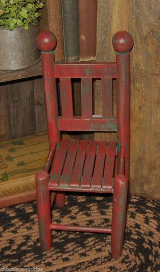 Farmhouse Red Wood Doll/Teddy Bear CHAIR/Candle Holder Primitive Country Decor 6
