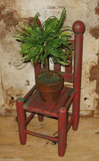 Farmhouse Red Wood Doll/Teddy Bear CHAIR/Candle Holder Primitive Country Decor 7