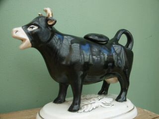19thc Staffordshire Black Cow Creamer Figure C.  1820 