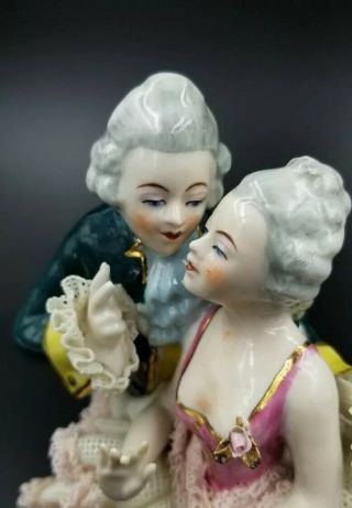 Vintage Alka Kunst Dresden Lace Porcelain Couple Figurine Massima 116 Germany 19 2