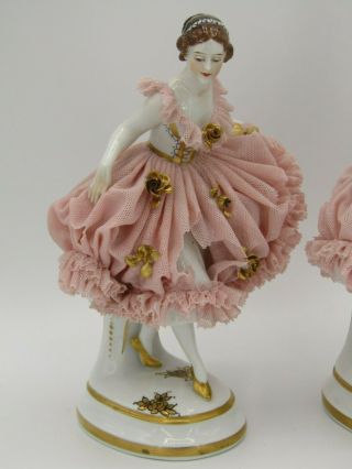 BROKEN Muller Volkstedt Curtsy Curtsying Woman Figurine Made in Germany 2