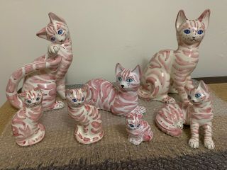 Blue Eyes Pink Ceramic.  Cats