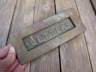 Old Reclaimed Solid Brass Letter Box Plate / Door Mail Slot / Mailbox