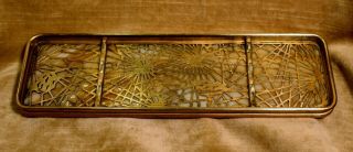 Tiffany Studios (York) Pine Needles Pattern Gilded Bronze Pen Tray c.  1910 2