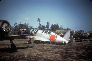 Japanese Aircraft Mitsubishi J2m Raiden Atsugi Japan 1945 1 Color Slide No Photo
