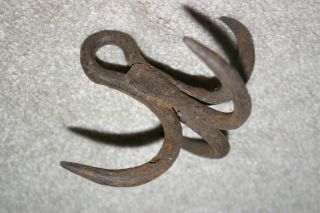 Antique Cast Iron Grappling Fishing Hook 4 Fluke Prong Spade Tips Anchor