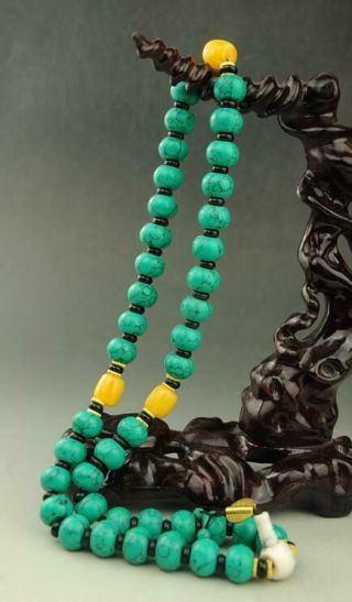 Oriental Chinese Natural Turquoise Hand Woven Necklace A01
