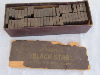 Vtg Antique Italian Briarwood Domino Set Toy Wood Game Indian Head Blackstar