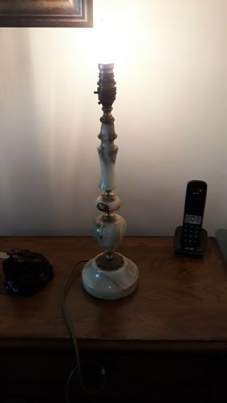Heavy Onyx And Brass Table Lamp