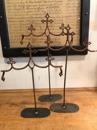 Decorative Cross Displays Made 200 Year Old French Iron Fleu - De - Lis Gate Tops