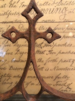 Decorative cross displays made 200 year old French iron Fleu - de - lis gate tops 6