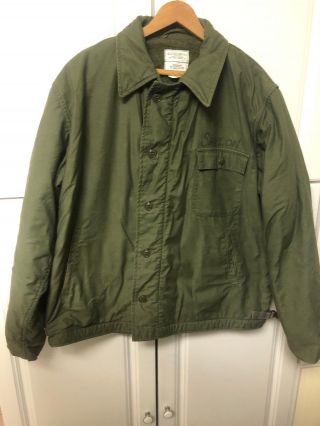 Vintage Vietnam Era Us Navy Green Xlarge 46 - 48 Deck Jacket Coat
