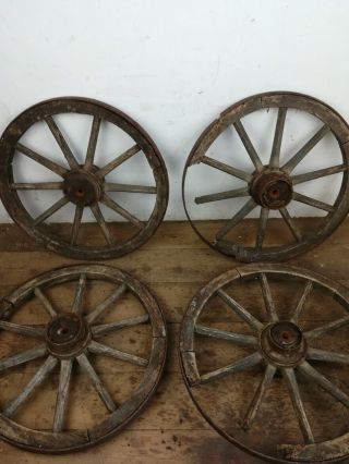 4 old wooden metal cart wheels metal garden architectural 3