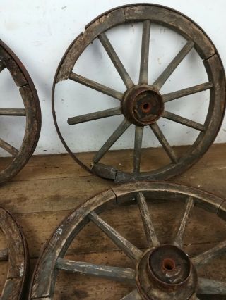 4 old wooden metal cart wheels metal garden architectural 5