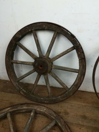 4 old wooden metal cart wheels metal garden architectural 6