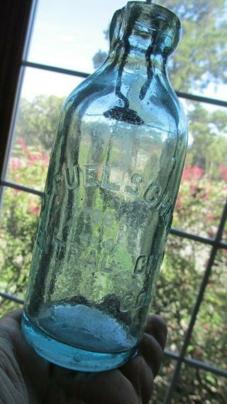 1893 - 1900 Central City Colorado D.  Fuelscher Aqua Hutchson Soda Bottle - Mining