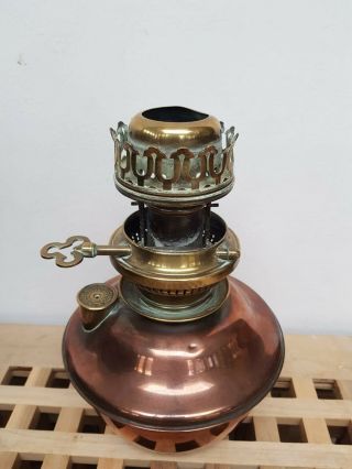 Antique Filler Cap Brass Key Rise Copper Oil Lamp Font Thermidor Belge