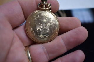 Antique 1907 American Waltham Pocket Watch Fancy Gold Filled Hunter Case