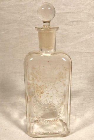 Antique Apothecary Glass Bottle Ground Stopper E.  H.  Sargent Pharmacists Chicago