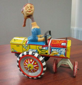 Vintage Marx Tin Litho Wind Up Queen Of The Campus Crazy Car