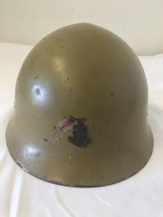 Ww2 Captured Japanese Marine Tropical Painted Combat Helmet From Estate