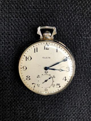 Antique Elgin Solid 14k White Gold 17j Pocket Watch Keystone Case