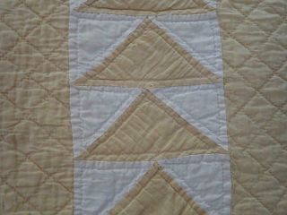 Prim Antique Mustard Yellow & White Flying Geese Table Doll QUILT RUNNER 25x15 4
