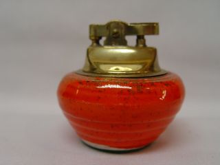 Vintage Orange Ringware Pottery Gold Speckles Coffee Table Cigarette Lighter