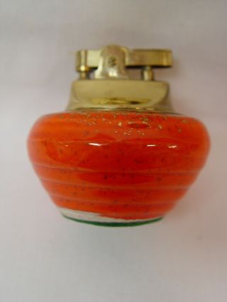 Vintage Orange Ringware Pottery Gold Speckles Coffee Table Cigarette Lighter 2