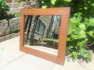 Vintage Antique Rectangular Oak Framed Mirror Heavy Wood Wooden Rustic Retro Old 4