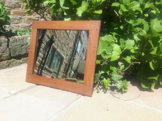 Vintage Antique Rectangular Oak Framed Mirror Heavy Wood Wooden Rustic Retro Old 5